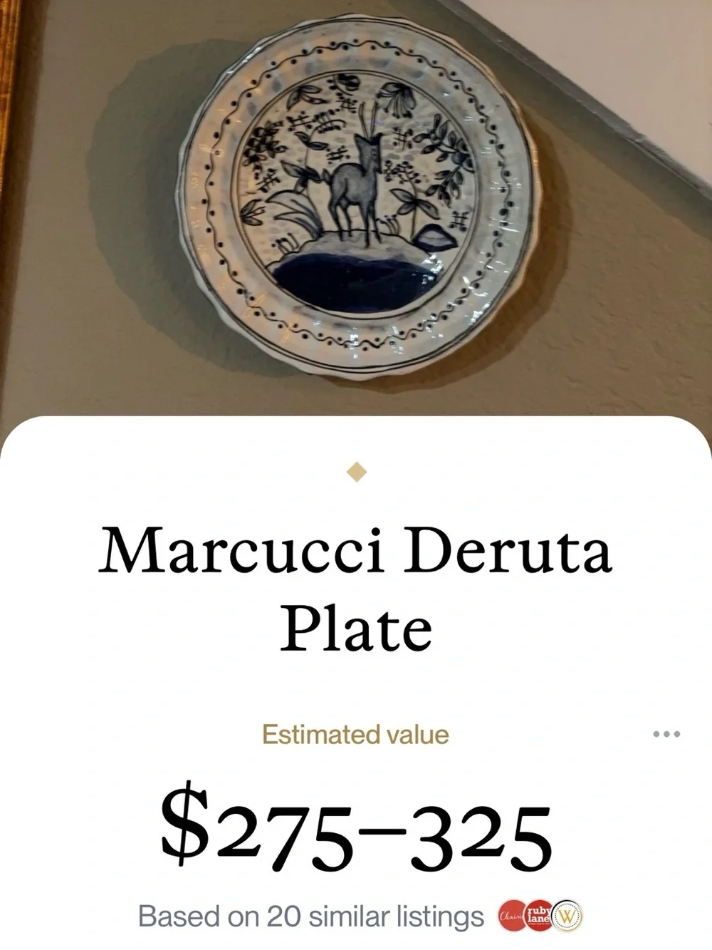 Marcucci Deruta Blue and White Decorative Ceramic Plate